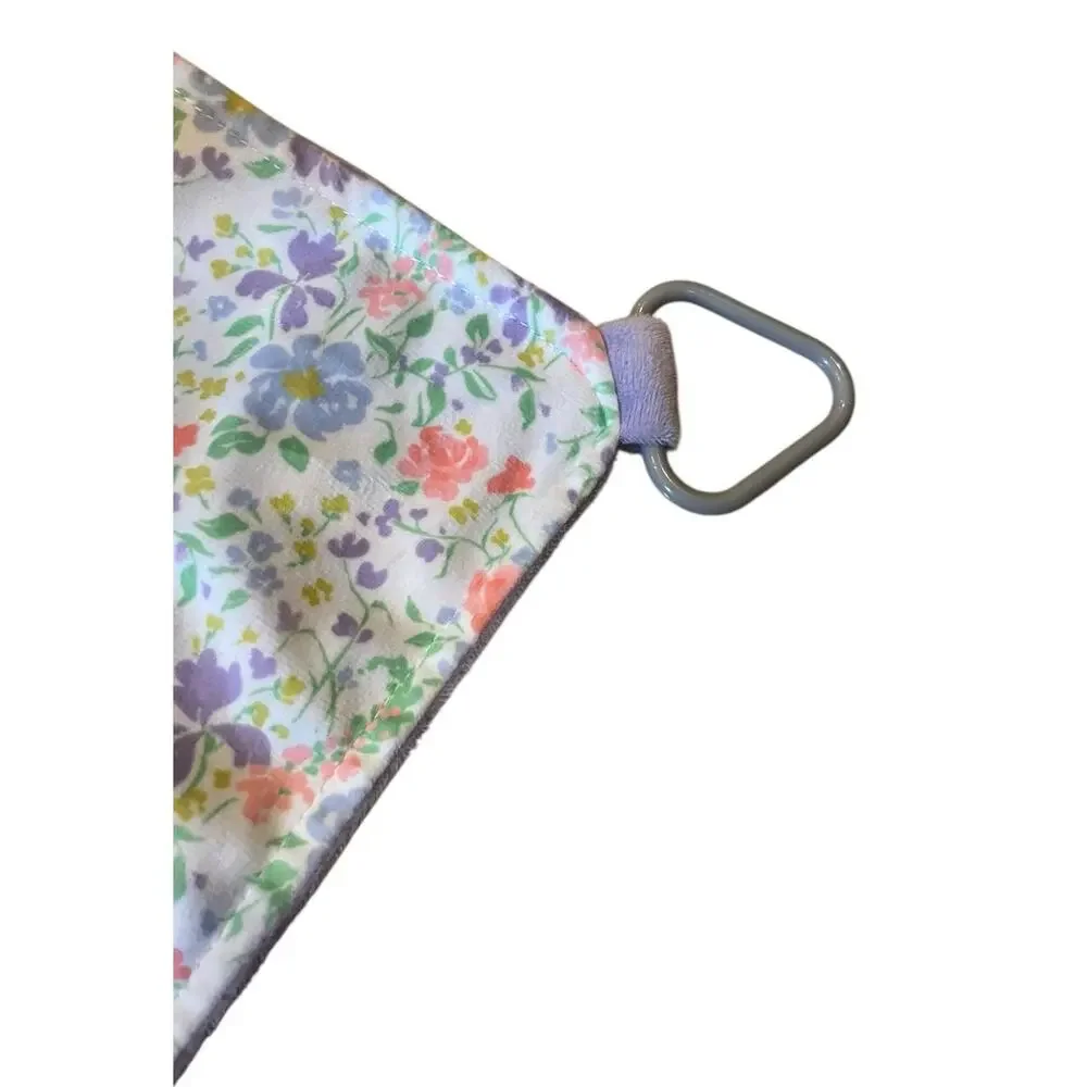 Modern Baby Bunny Rabbit Lovey Security Blanket Teether Rattle Floral 12x12